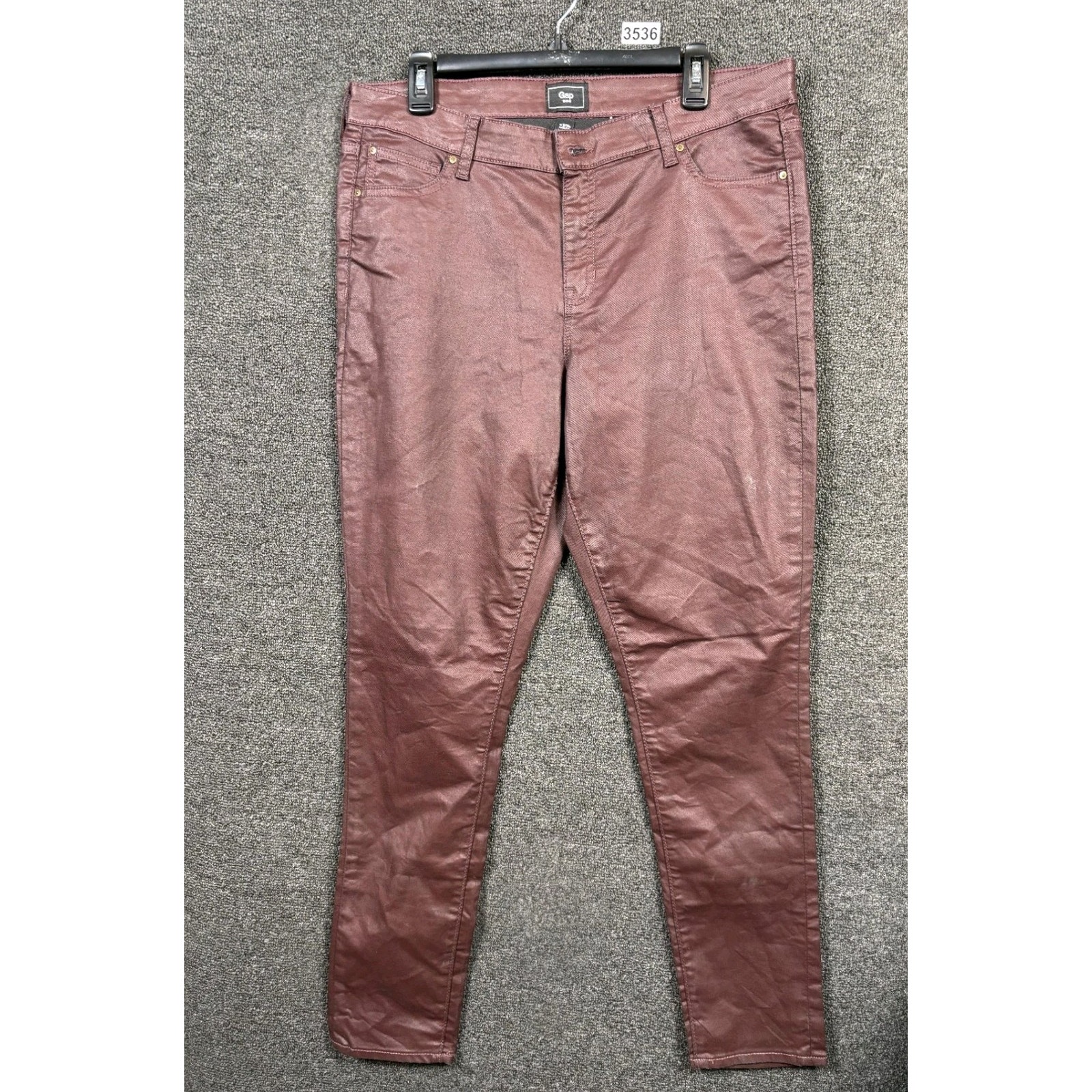 Gap Legging Coated Pants Womens Size 16 Vam Red High Rise Stretch Skinny Leg